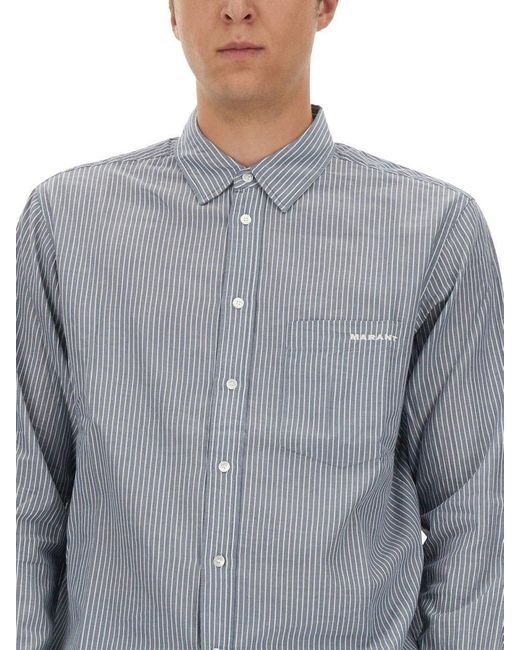 Isabel Marant Gray Striped Button-Up Shirt for men