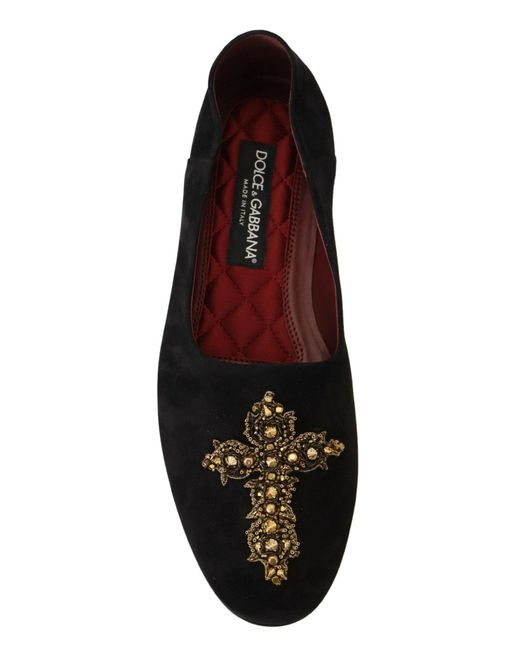 Dolce & Gabbana Black Crossembellished Ballerina Flats for men