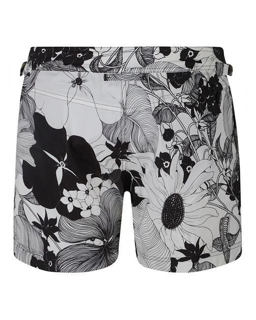 Tom Ford Gray Floral Printed Shorts for men