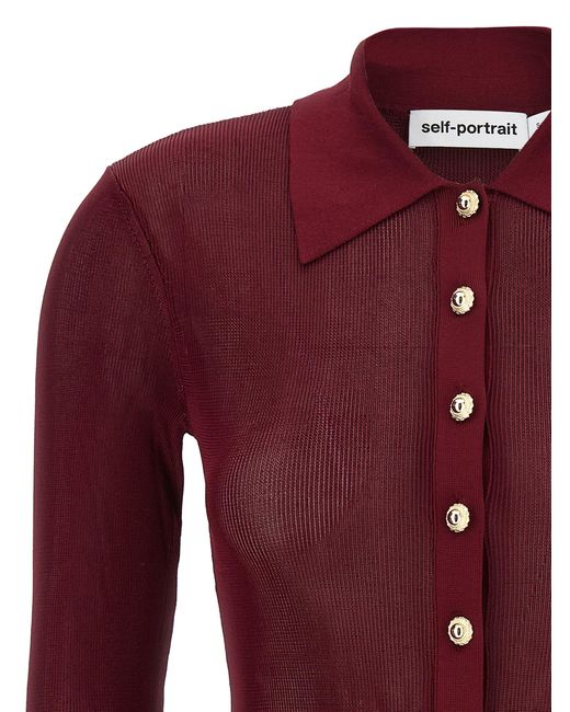 Self-Portrait Red Viscose Knit Bodysuit