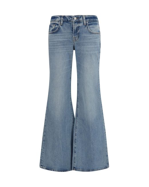 7 For All Mankind Blue Low-Rise Five-Pocket Jeans Cotton