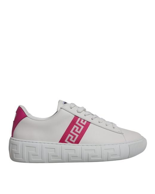 Versace Gray Greca Print Platform Low Top Sneakers Shoes for men