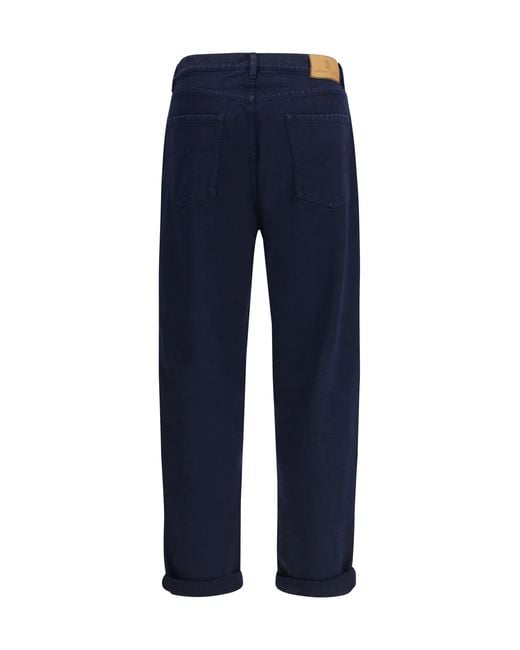 Brunello Cucinelli Blue Garment-Dyed Denim Pants Cotton Jean for men