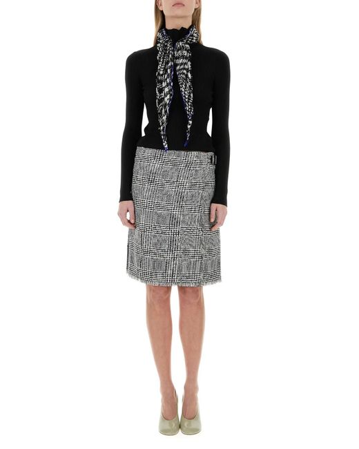 Burberry Gray Embroidered Houndstooth Skirt