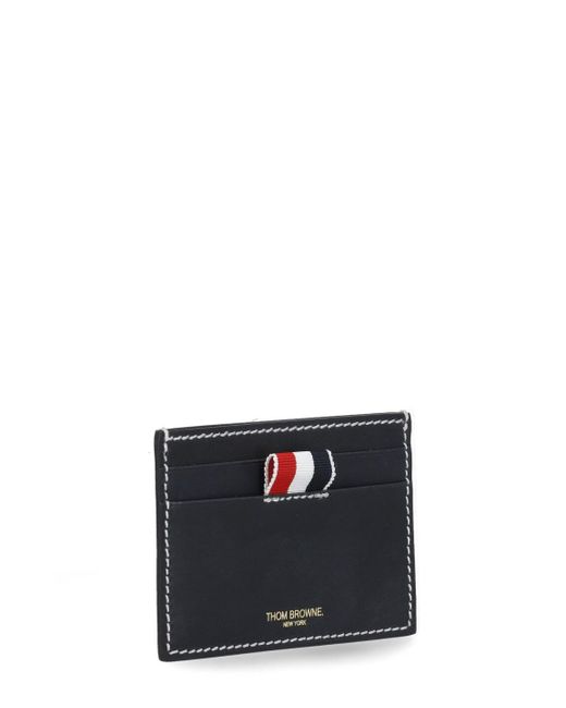 Thom Browne Blue Leather Cards Holder for men