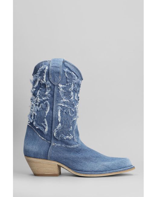 Vic Matié Blue Denim 505 Texan Ankle Boots