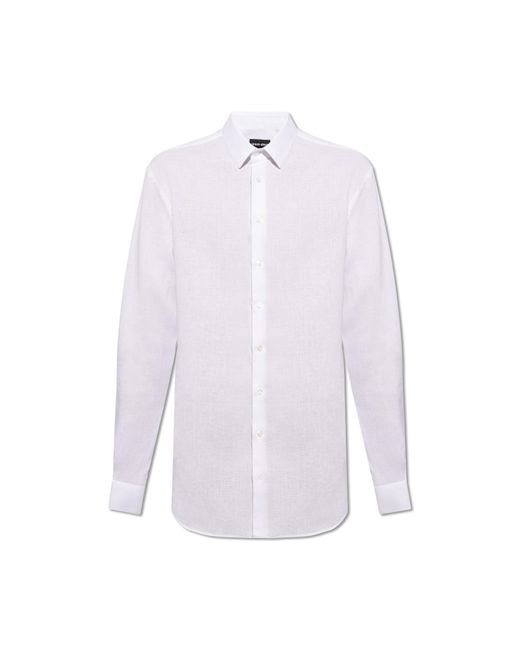 Giorgio Armani White Long-sleeved Buttoned Shirt for men