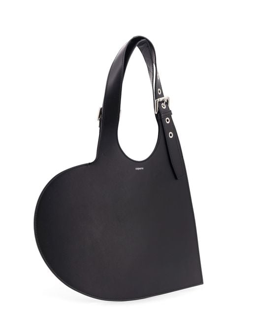 Coperni Black Belt Heart Tote Leather Shoulder Bag