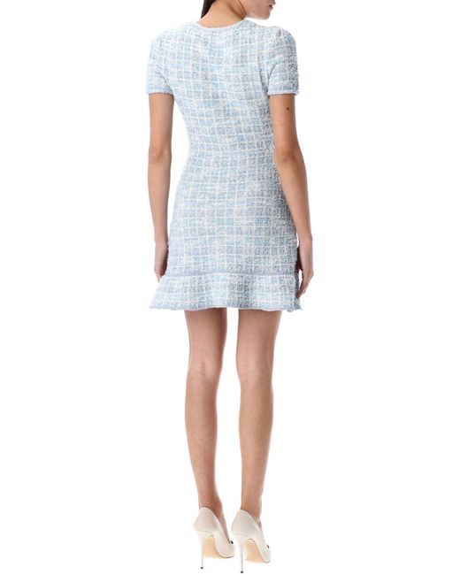 Self-Portrait Blue Check Knit Mini Dress