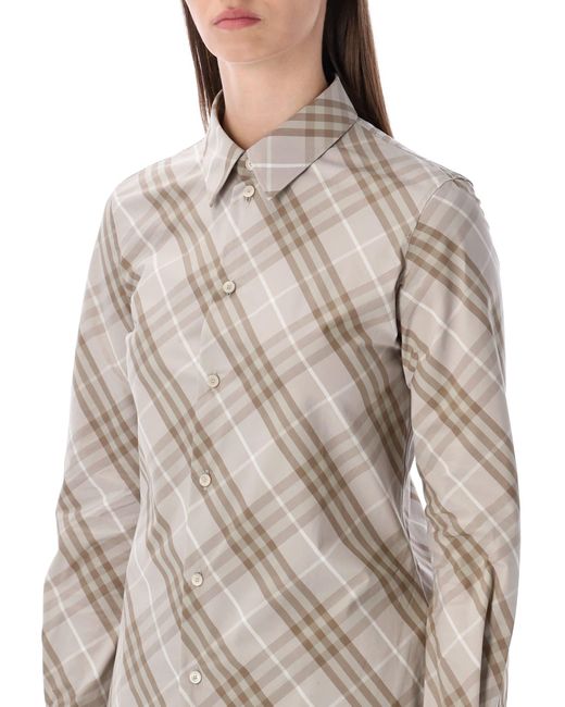 Burberry Gray Slim Fit Cotton Check Shirt
