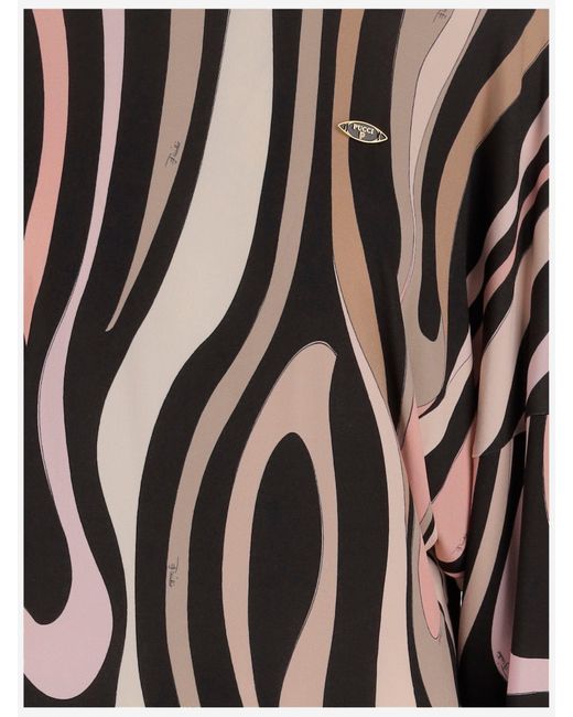 Emilio Pucci Black Marble Print Bodysuit With Cape Sleeves