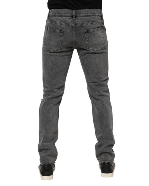Dolce & Gabbana Gray Ripped Straightleg Jeans for men