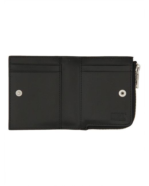 DIESEL Black Leather Card Holder With Logo