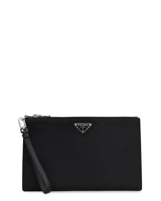 Prada Black Re-Nylon Logo Pouch Belt Bag