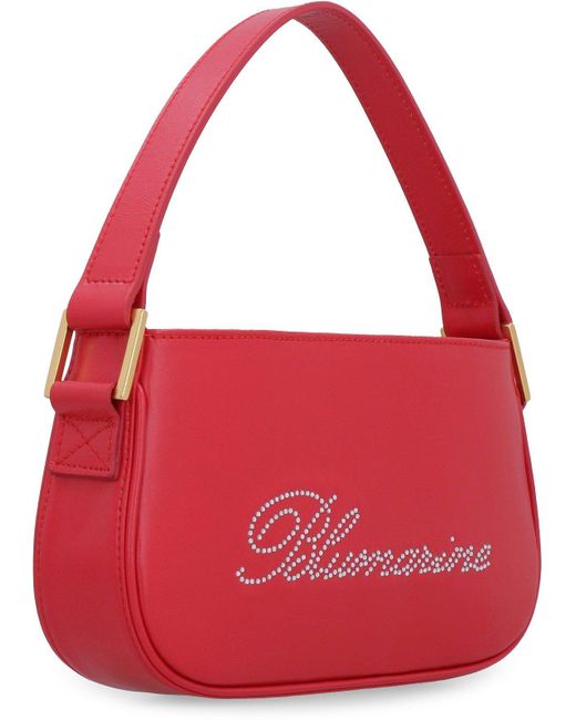 Blumarine Red Logo Rhinestone Embellished Shoulder Bag