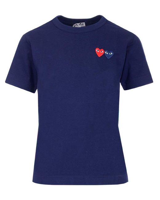 COMME DES GARÇONS PLAY Blue Double Heart T-Shirt
