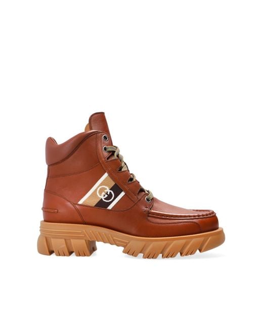 Gucci Ankle Boots With Interlocking G in Brown for Men Lyst