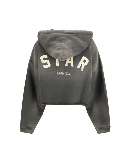 Golden Goose Deluxe Brand Gray Cropped Hoodie Cotton Sweatshirts