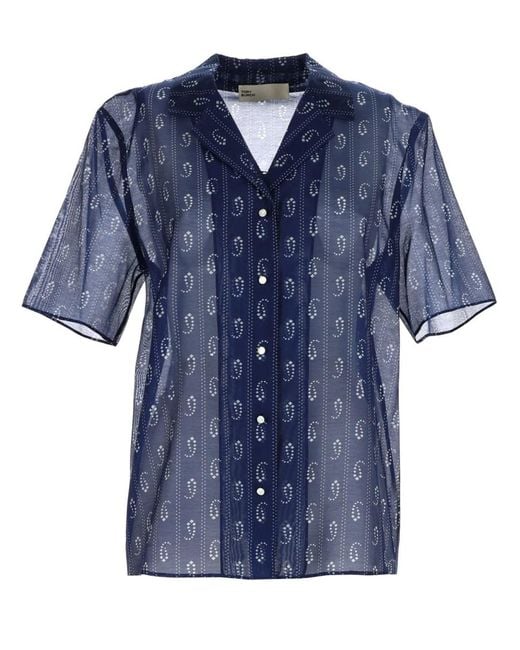 Tory Burch Blue Paisley Print Shirt Cotton
