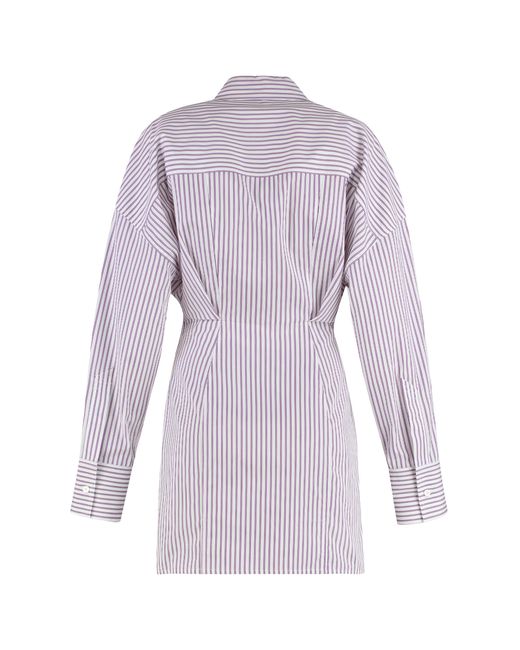 The Attico Purple Striped Cotton Shirtdress Dress