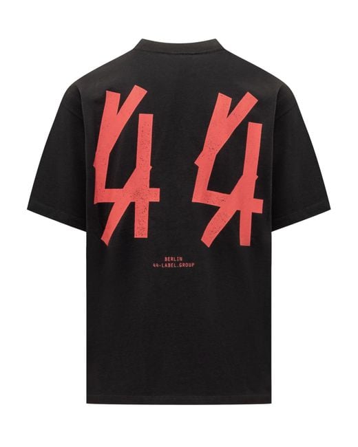 44 Label Group Black T-Shirt With Logo for men