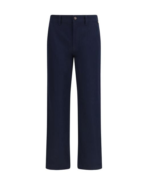Burberry Blue Cotton Twill Chino Pants for men