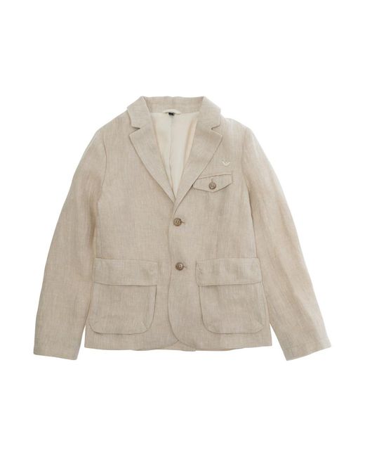 Emporio Armani Natural Single-Breasted Linen Jacket Blazers for men