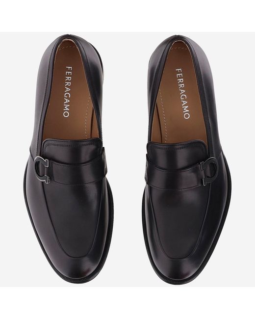 Ferragamo Black Leather Loafers Calf for men