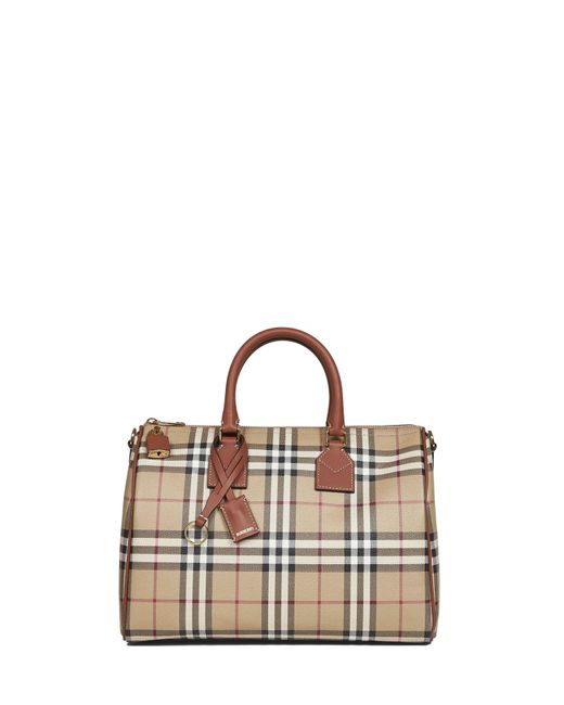 Burberry Natural Archive Check Medium Bowling Bag