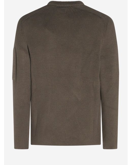 C P Company Brown Cotton-Blend Knit Sweater for men