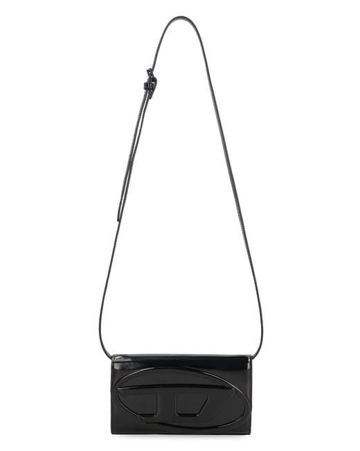 DIESEL Black Leather Wallet On Chain — Cow Hide Clutch Bags