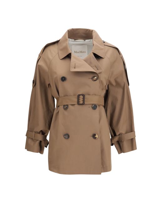 Max Mara Brown Trench Coat The Cube Cotton Puffer Jackets