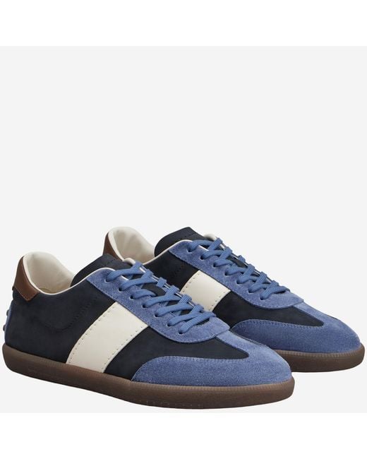 Tod's Blue Suede And Nubuck Leather Sneakers Calfskin Trainers for men