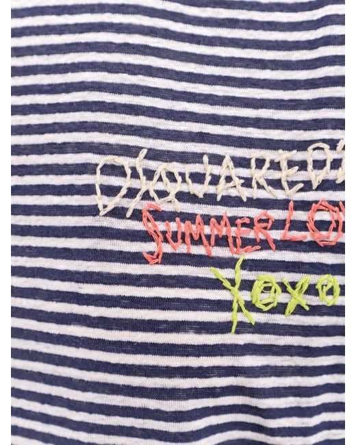 DSquared² Purple Summer Lovers Linen T-Shirt