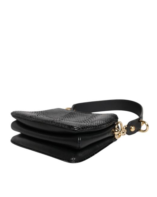 Dolce & Gabbana Black Exotic Leather Shoulder Sling Clutch Bag
