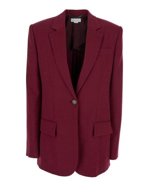 Stella McCartney Purple Bordeaux Single-Breasted Jacket With Notched Revers