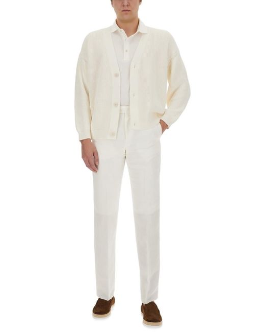 Lardini White Cotton Cardigan for men