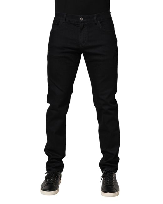 Dolce & Gabbana Black Floral Cotton Skinny Denim Jeans Elastane Clothing for men
