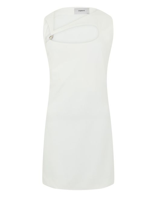 Coperni White Mini Dress Wide Neckline Polyamide