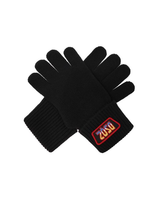 DSquared² Black Gloves With Logo for men