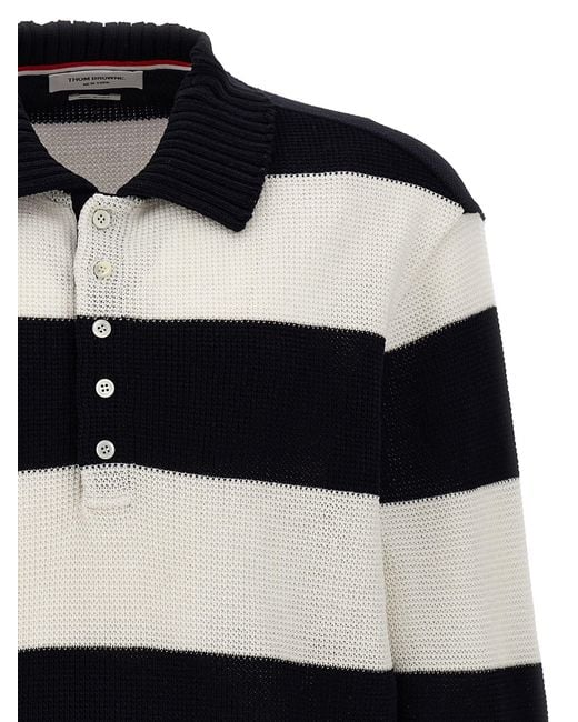 Thom Browne Blue Rugby Polo Shirt for men