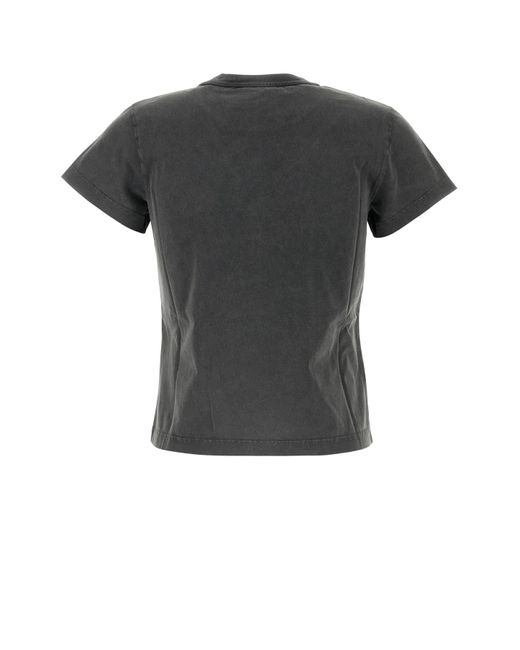 T By Alexander Wang Black Shrunken Tee With Blade Logo