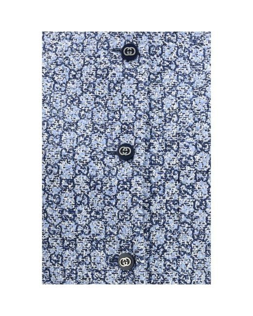 Gucci Blue Cotton Sleeveless Jacket