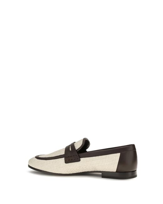 Brunello Cucinelli Black Leather And Raffia Loafers Polyamide