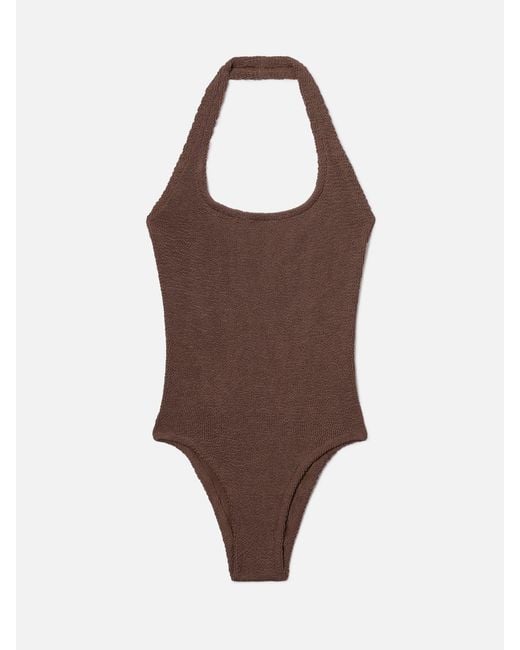 Mc2 Saint Barth Brown Aria One-Piece Swimsuit Crinkle Fabric One Piece