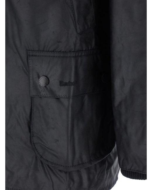Barbour Black 'Bedale' Jacket With Embroidered Logo On The Front for men
