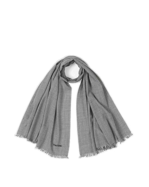 Tom Ford Gray Prince Of Wales Scarf for men