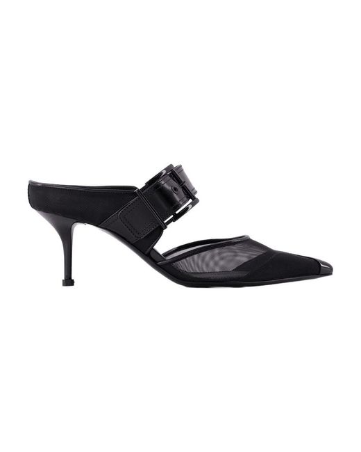 McQueen Black Punk Buckle Pumps