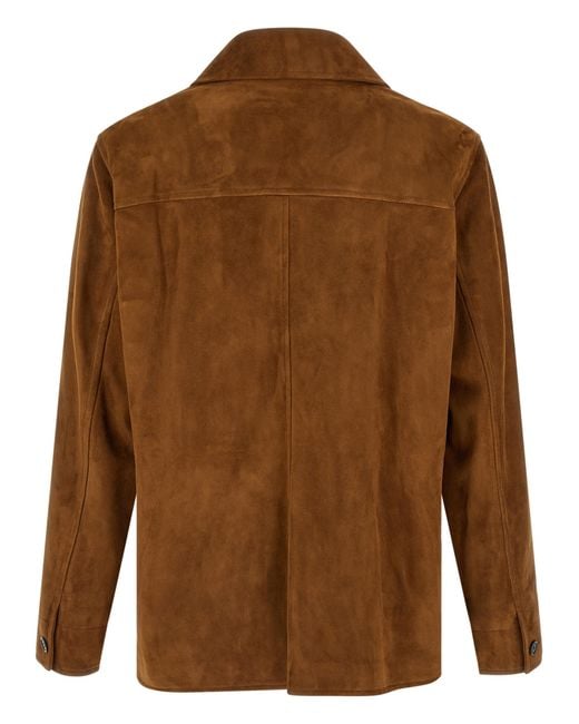 Saint Laurent Brown Lamb Leather Jacket Clothing for men