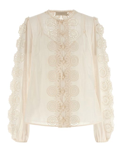 Zimmermann Natural Lucky' Embroidered Blouse